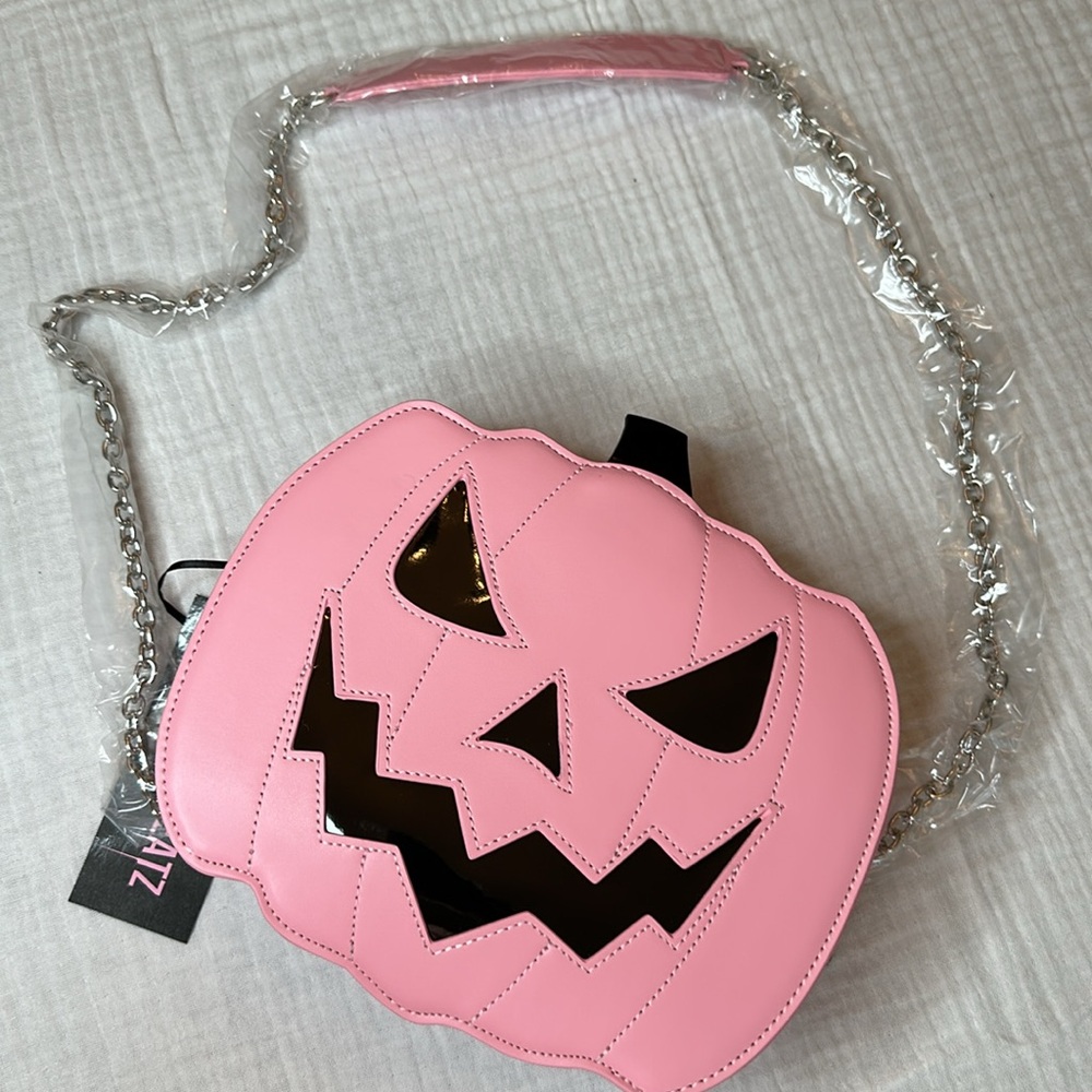 NWT Dolls Kill Stay Grinning Jack O Lantern Crossbody Bag - Pink